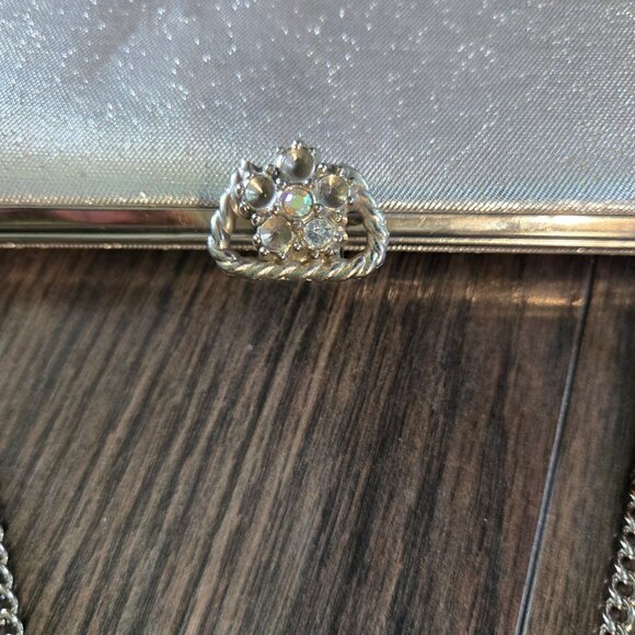 Vintage (circa 50's/60s) Fancy Silver Cocktail Clutch with Chain - Picture 2 of 8